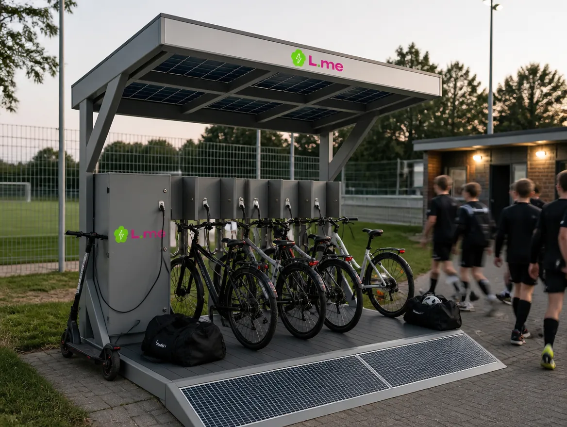 L.me Solar-Ladestation am Sportplatz: E-Bikes und E-Scooter laden