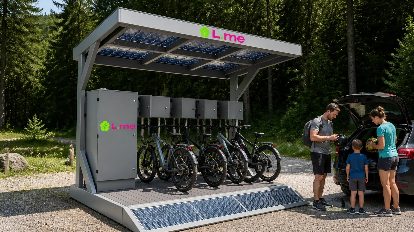 L.me Solar-Ladestation am Wanderparkplatz im Wald